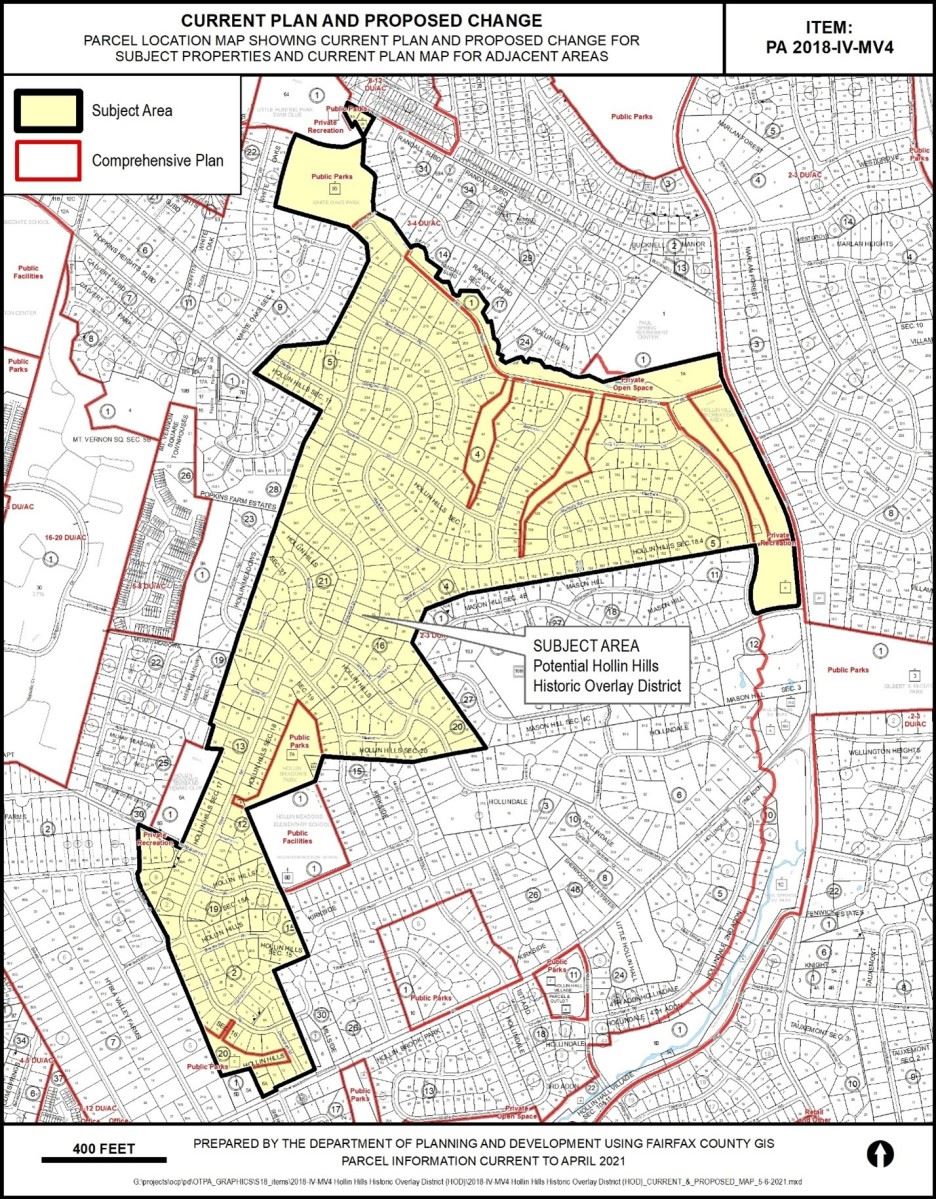 Fairfax County Map of Hollin Hills Historic Overlay District